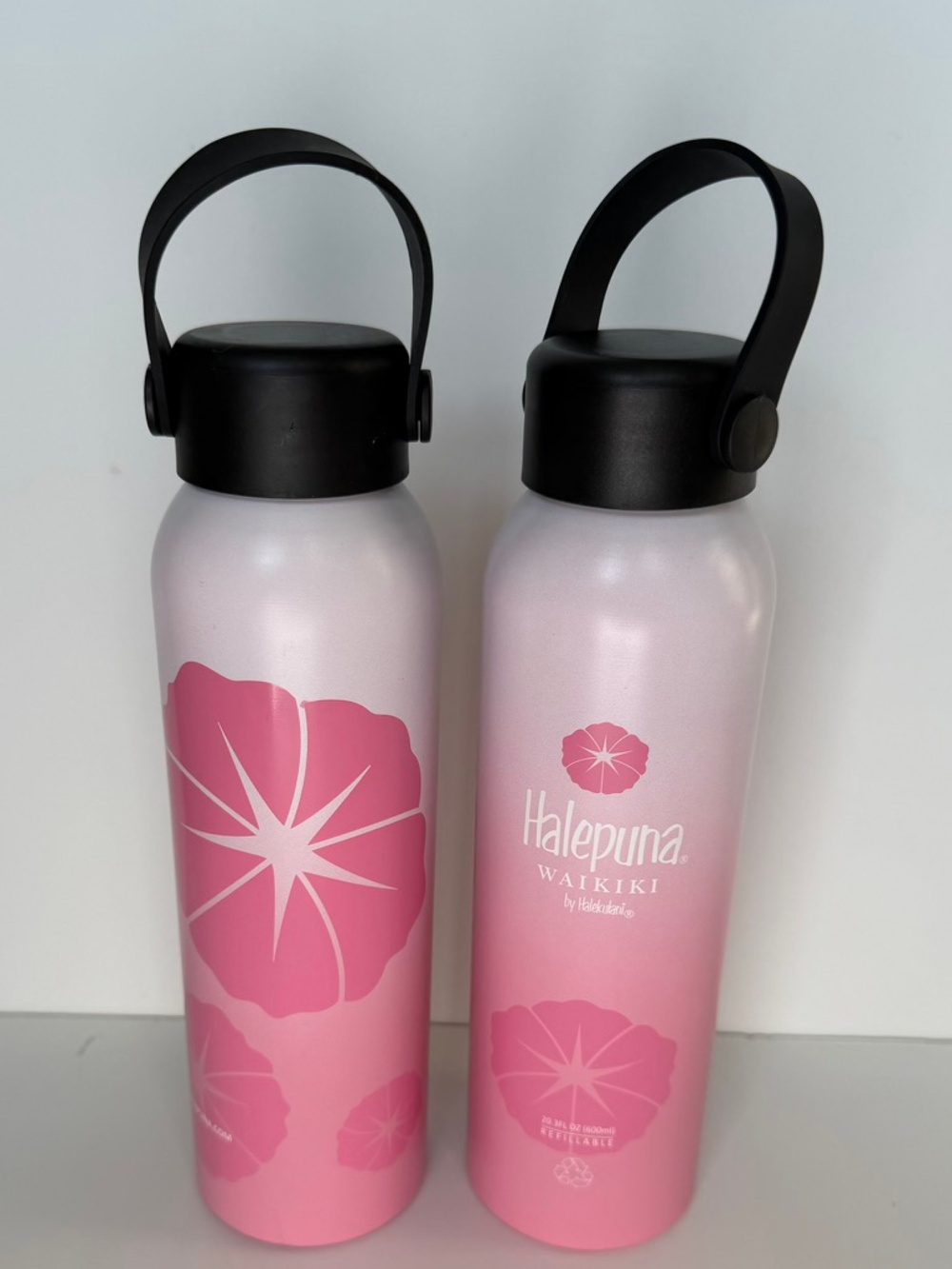Halepuna Waikiki Pink Water Bottles Set of 2 – Hawaii Hotel
